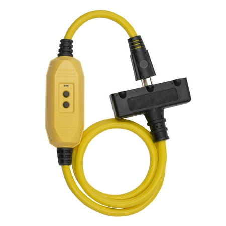 ELEGRP 15A Manual Reset Inline GFCI Extension Cord 3FT 12/3 SJTW Heavy Duty Cable 3 Wires 3 Prongs Grounded Plug with 3 Electrical Outlets, Indoor and Outdoor Christmas Light,Broom Tail Design,UL