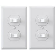ELEGRP 15A Two Single Pole Combination Toggle Switches,Wall Plate Included,White (2-pack)
