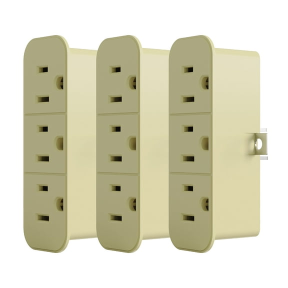 2 to 3 Prong Grounded Triple Outlet Extender, 2-Prong to 3-Prong Adapter Converters for Wall Outlets, Portable Polarized Wall Plug Splitter with 3 AC Outlets, ETL Listed, 3 Packs, Ivory