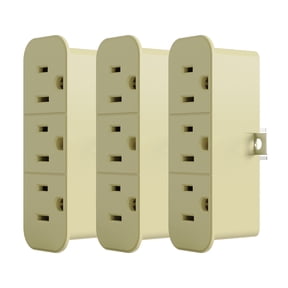 2 to 3 Prong Grounded Triple Outlet Extender, 2-Prong to 3-Prong Adapter Converters for Wall Outlets, Portable Polarized Wall Plug Splitter with 3 AC Outlets, ETL Listed, 3 Packs, Ivory