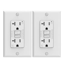 ELEGRP 20 Amp 125-Volt Duplex Tamper Resistant Self-Test GFCI Outlet, with Wall Plate, UL &CUL Certified, White (2-Pack)