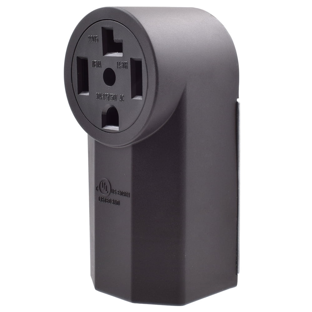 30 Amp 125/250V, NEMA 14-30R Surface Mount Power outlet, Straight Blade Range and Dryer Outlet Grounding, Black 2205