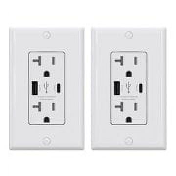 ELEGRP USB Outlets Receptacles, USB C Wall Outlet, 25W 5.0 Amp High Speed Charging USB Electrical Outlet, 20 Amp Tamper-Resistant Outlet with USB C Ports, UL Listed, Wall Plate Included