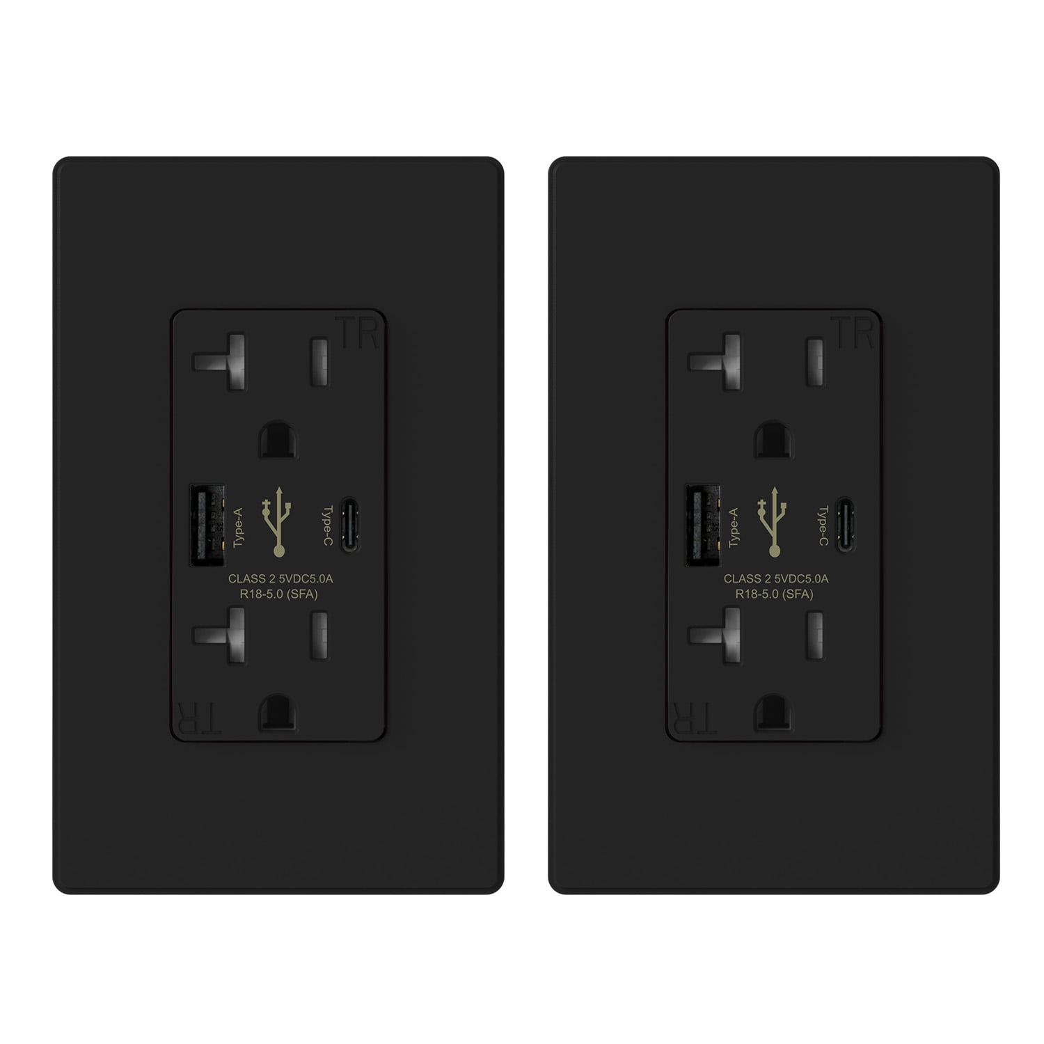 ELEGRP USB Outlets Receptacles, USB C Wall Outlet, 25W 5.0 Amp High Speed Charging USB Electrical Outlet, 20 Amp Tamper-Resistant Outlet with USB C Ports, UL Listed, Wall Plate Included