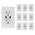 thumbnail image 1 of ELEGRP 25W 20A Dual Type A USB Wall Charger, Duplex TR Outlet, Wall Plate Included, White (10-Pack), 1 of 10