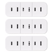 ELEGRP 3 Outlet Non-grounded Multiple Outlet Extender Adapter Plug, 2-Prong to 2-prong Adapter Converters for Wall Outlets,15Amp 125V Triple Outlet Extender, White （3 Pack)