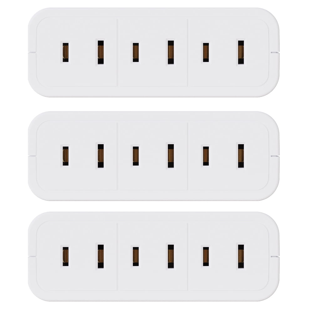 ELEGRP 3-Prong Outlet Tap, 3 Outlet Swivel Wall Adapter Plug, 180 ...