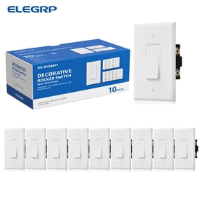 ELEGRP 3 Way Decorative Toggle Switch, 15 Amp 120-277V, Self-Grounding, Residential & Commercial Grade, UL Listed, White (10 Pack)