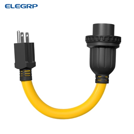 ELEGRP 30 Amp to 110 RV Adapter NEMA 5 15P to L5 30R Twist Lock Generator Cord 10 3 AWG STW Dogbone Plug for Camper UL Compliant