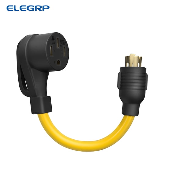 ELEGRP 30 Amp to 50 Amp RV Generator Adapter Cord NEMA L14 30P to 14 50R 10AWG STW with Grip Handles UL Compliant