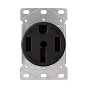 ELEGRP 50 Amp 125/250V NEMA 14-50R Flush Mount Power Outlet Straight Blade Range and Dryer Outlet Grounding Black 2106S