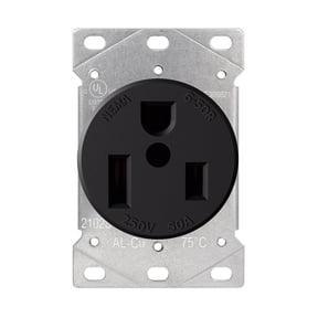 ELEGRP 50 Amps 250V Flush Mounting Power Outlet, NEMA 6-50R Receptacle, Straight Blade Welder Outlet, Heavy Duty, Grounding, 2 Pole 3 Wire, UL Listed, 1 Pack