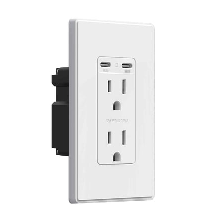 ELEGRP USB Outlets Receptacles, 65W Dual USB C Wall Outlet for Laptop, Power Delivery 15 Amp Tamper Resistant Electrical Outlet with USB C Ports, Wall Plate Included, UL Listed