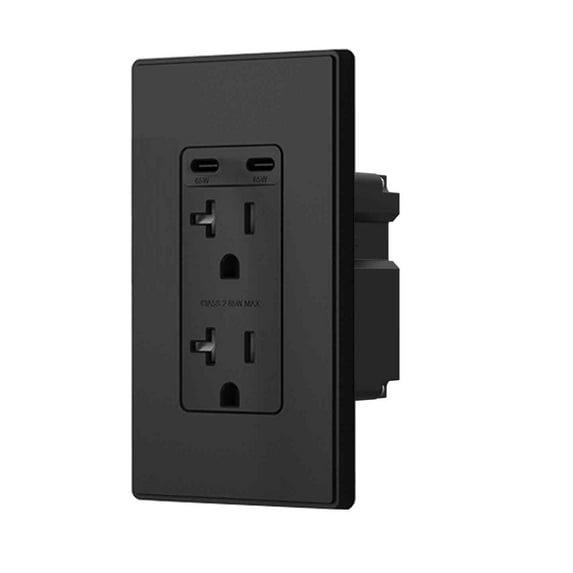 ELEGRP USB Outlets Receptacles, 65W Dual USB C Wall Outlet for Laptop, Power Delivery 20 Amp Tamper Resistant Electrical Outlet with USB C Ports, Wall Plate Included, UL Listed