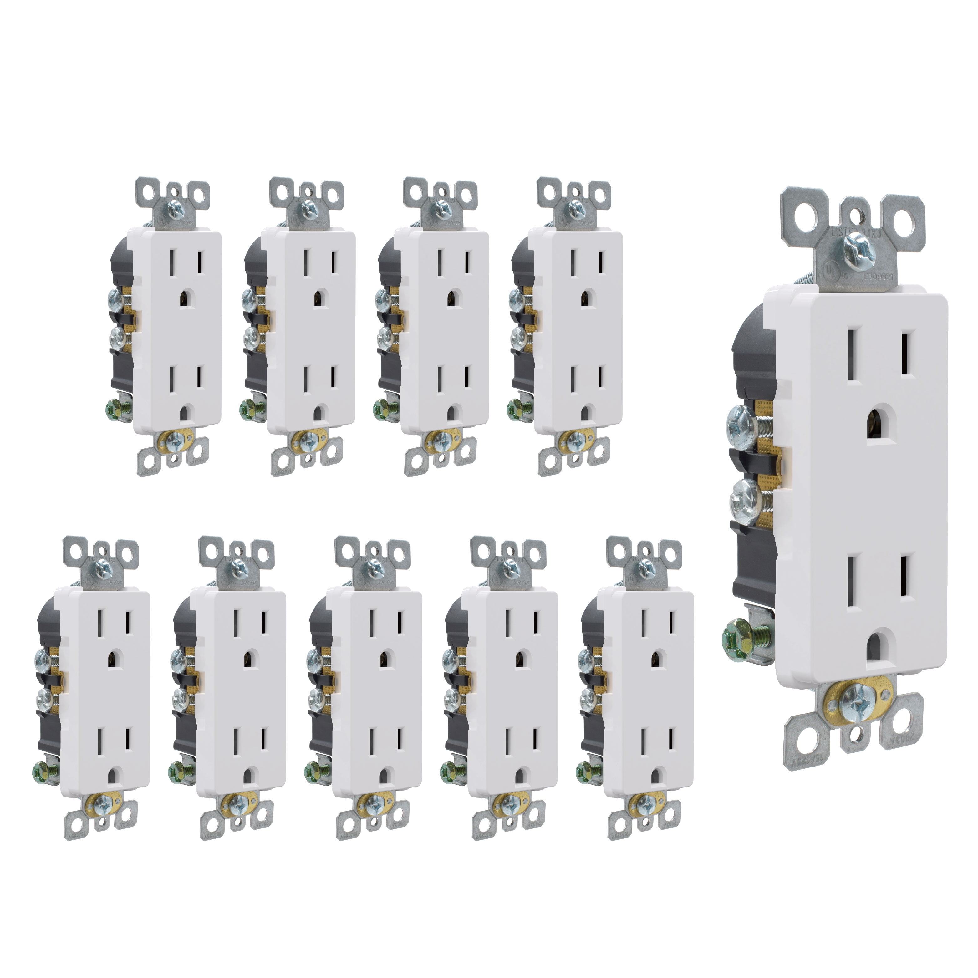 White Thermoplastic Tamper Resistant Duplex Outlet with Wall Plate