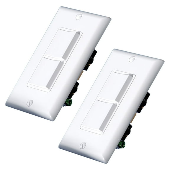 Decorator Double Rocker Light Switch, Two Single Pole Electrical Paddle Switch, 15A, 125V, in-Wall On/Off Switch, Self-grounding, Wall Plate is Included, UL Listed,White 2PC