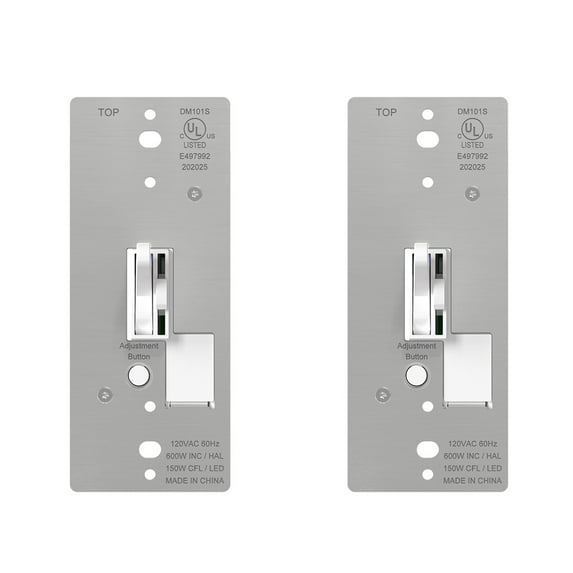 ELEGRP Digital Toggle Dimmer Switch for Dimmable LED, CFL and Incandescent Light Bulbs, Single Pole or 3-Way Toggle LED Dimmer Light Switch, UL Listed, 2 PC, White