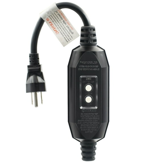 ELEGRP G1215CM G20CMR Patented Auto-Monitoring GFCI Replacement Plug Inline Assembly, Manual Reset 15 Amp Grounded 3 Wires 3-Prongs for Power Tools, Lawn Equipment etc, UL Listed, 1 Pack, Black