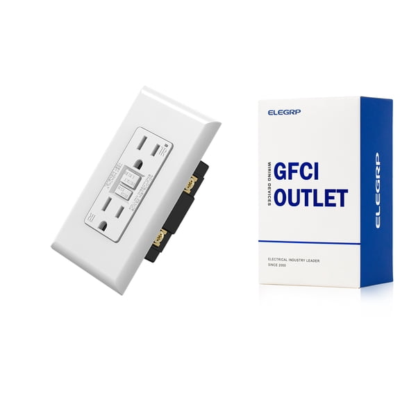 GFCI Outlet 15 Amp, Self-Test GFI Electrical Outlet with Thinner Design, TR Tamper Resistant GFCI Receptacle, Ground Fault Circuit Interrupters with Screwless Wall Plate, UL Listed, White,1PC