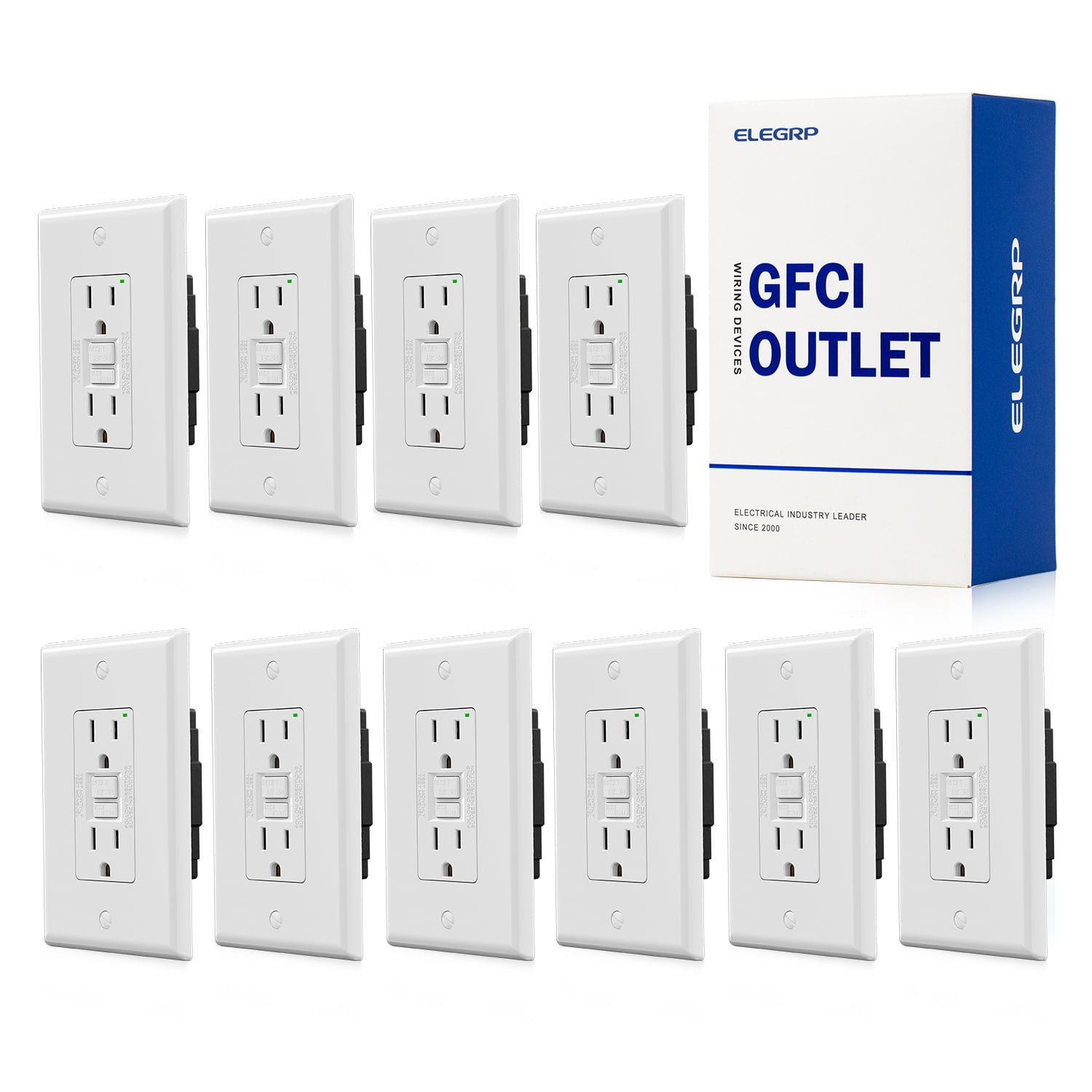 Ffe Outlets ELEGRP GFCI Outlet, 15 Amp Self-Test GFCI Electrical Outlet, No Tamper ...