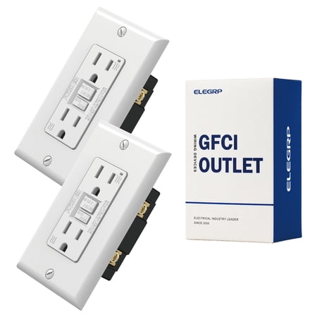 GFCI Outlet 15 Amp, Self-Test GFI Electrical Outlet with Thinner Design, TR Tamper Resistant GFCI Receptacle, Ground Fault Circuit Interrupters with Wall Plate, UL Listed, White