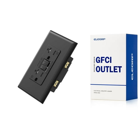 GFCI Outlet 20 Amp, Self-Test GFI Electrical Outlet with Thinner Design, TR Tamper Resistant GFCI Receptacle, Ground Fault Circuit Interrupters with Screwless Wall Plate, UL Listed, Black 1PC