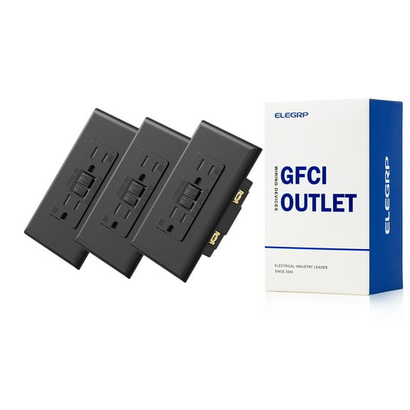 ELEGRP GFCI Outlet 20 Amp, Self-Test GFI Electrical Outlet with Thinner Design, TR Tamper Resistant GFCI Receptacle, Ground Fault Circuit Interrupters with Screwless Wall Plate, UL Listed, Black 3PC