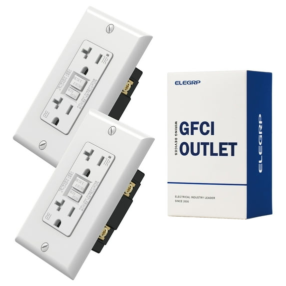 GFCI Outlet 20 Amp, Self-Test GFCI Electrical Outlet with Thinner Design, TR Tamper Resistant GFCI Receptacle, Ground Fault Circuit Interrupters with Wall Plate, UL Listed, White 2PC
