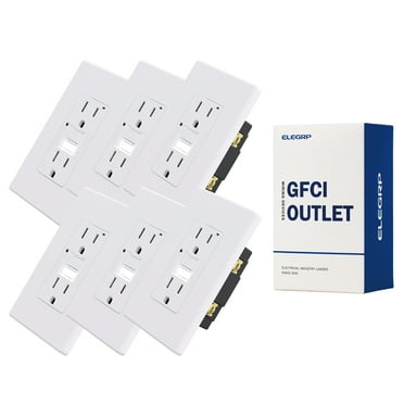 ELEGRP GFCI Outlet w/Nightlight, 15 Amp Self-Test GFI Electrical Outlet, Thinner Design, Tamper Resistant GFCI Receptacle, Ground Fault Receptacle w/Screwless Wall Plate, UL Listed, White 6PC