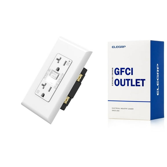 ELEGRP GFCI Outlet w/Nightlight, 20 Amp Self-Test GFI Electrical Outlet, Thinner Design, Tamper Resistant GFCI Receptacle, Ground Fault Receptacle w/Screwless Wall Plate, UL Listed, White 1PC