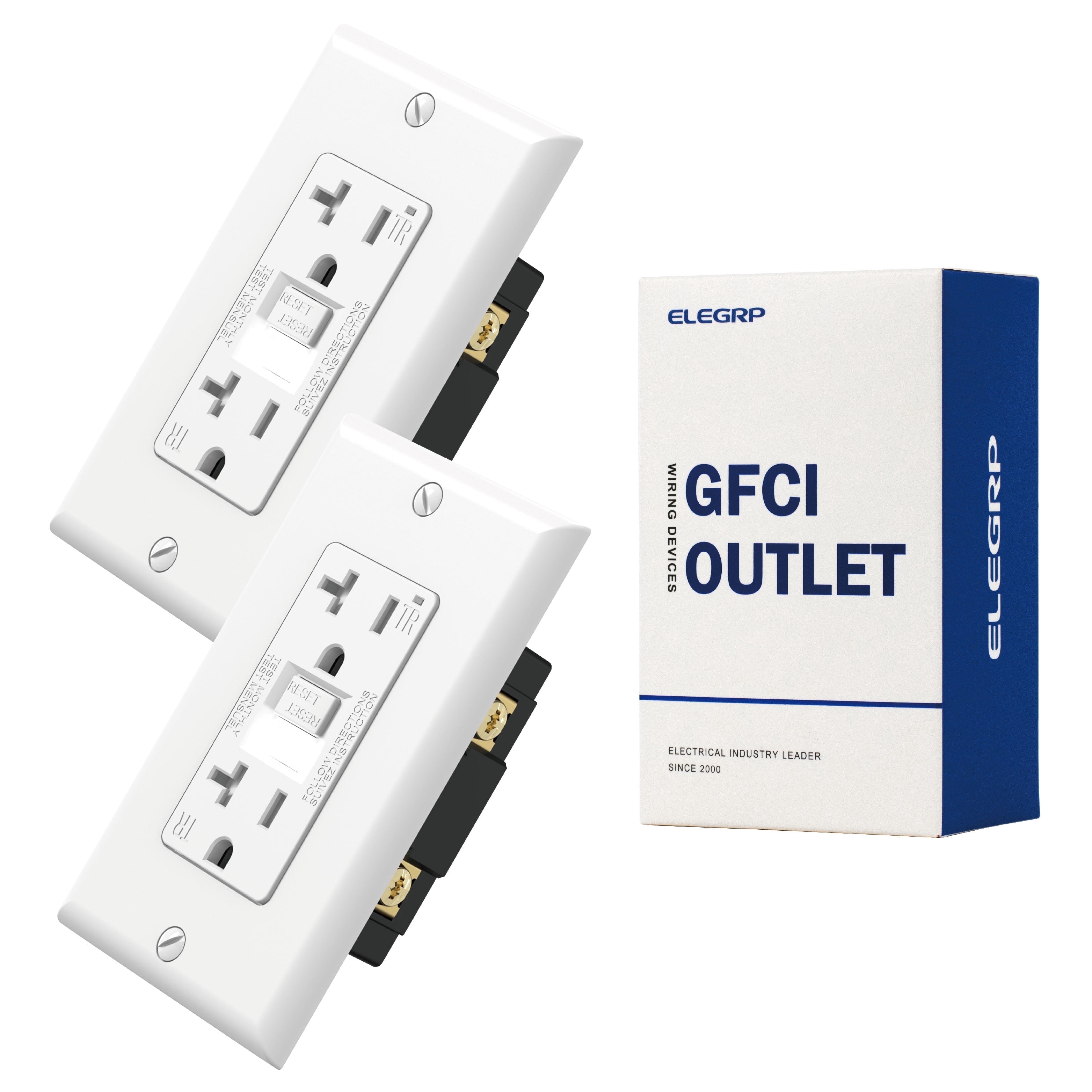 GFCI Outlet w/Nightlight, 20 Amp Self-Test GFI Electrical Outlet, Thinner Design, Tamper Resistant GFCI Receptacle, Ground Fault Receptacle w/Screw Wall Plate, UL Listed, White