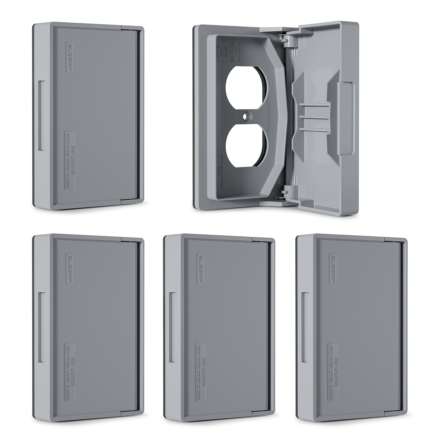 ELEGRP Horizontal Outdoor Cover for Duplex Receptacles, Weatherproof Wall Plate, Outdoor