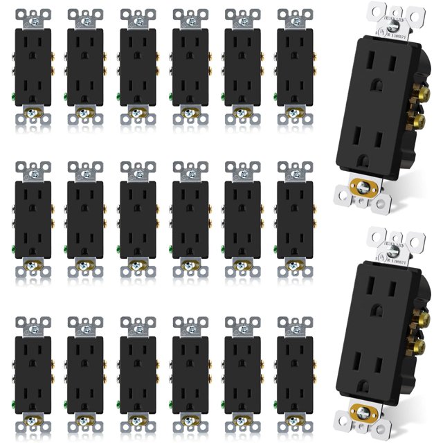 ELEGRP Matte Black Decorator Receptacle, 15A 125V Standard Electrical