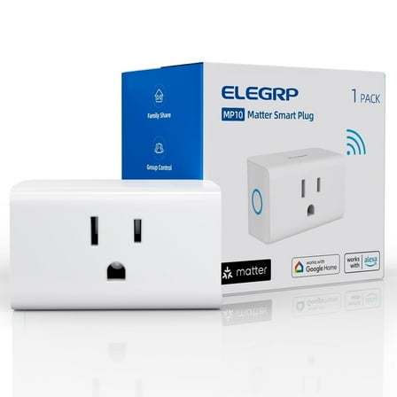 ELEGRP Matter Supported Mini Smart Plug, Smart Outlet 15A/1800W Max, Compatible with Apple Home, Siri, Alexa, Google Home, SmartThings, Compact Design, UL Certified, 2.4G Wi-Fi Only, White, 4 Pack