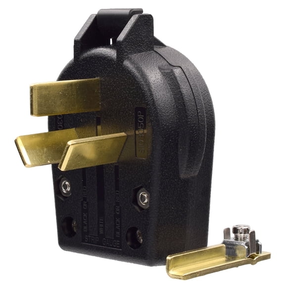 ELEGRP NEMA 10-30P & NEMA 10-50P Angle Plug, 4 Prong Electric Dryer/Range Oven Stove Plug, Straight Blade Heavy Duty Plug, 30A 50A 125/250V, Industrial Grade, Non-Grounding, 3 Pole 3 Wire, UL Listed