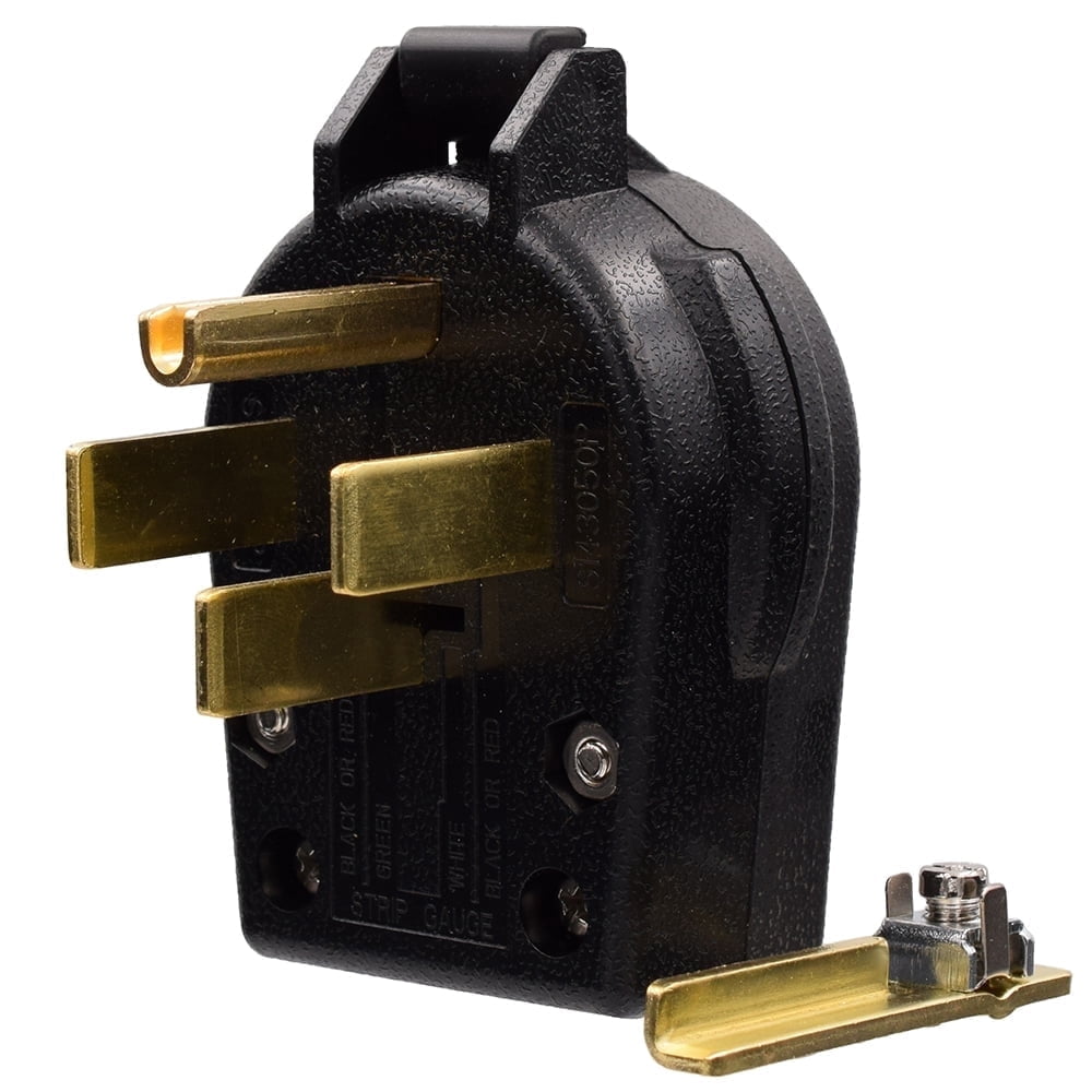 ELEGRP NEMA 14-30P & NEMA 14-50P Plug, 4 Prong Dryer/Range Oven Stove Angle Plug, Straight Blade Heavy Duty, 30 Amp 50 Amp 125/250V, Industrial Grade, Grounding, 3 Pole 4 Wire, UL Listed
