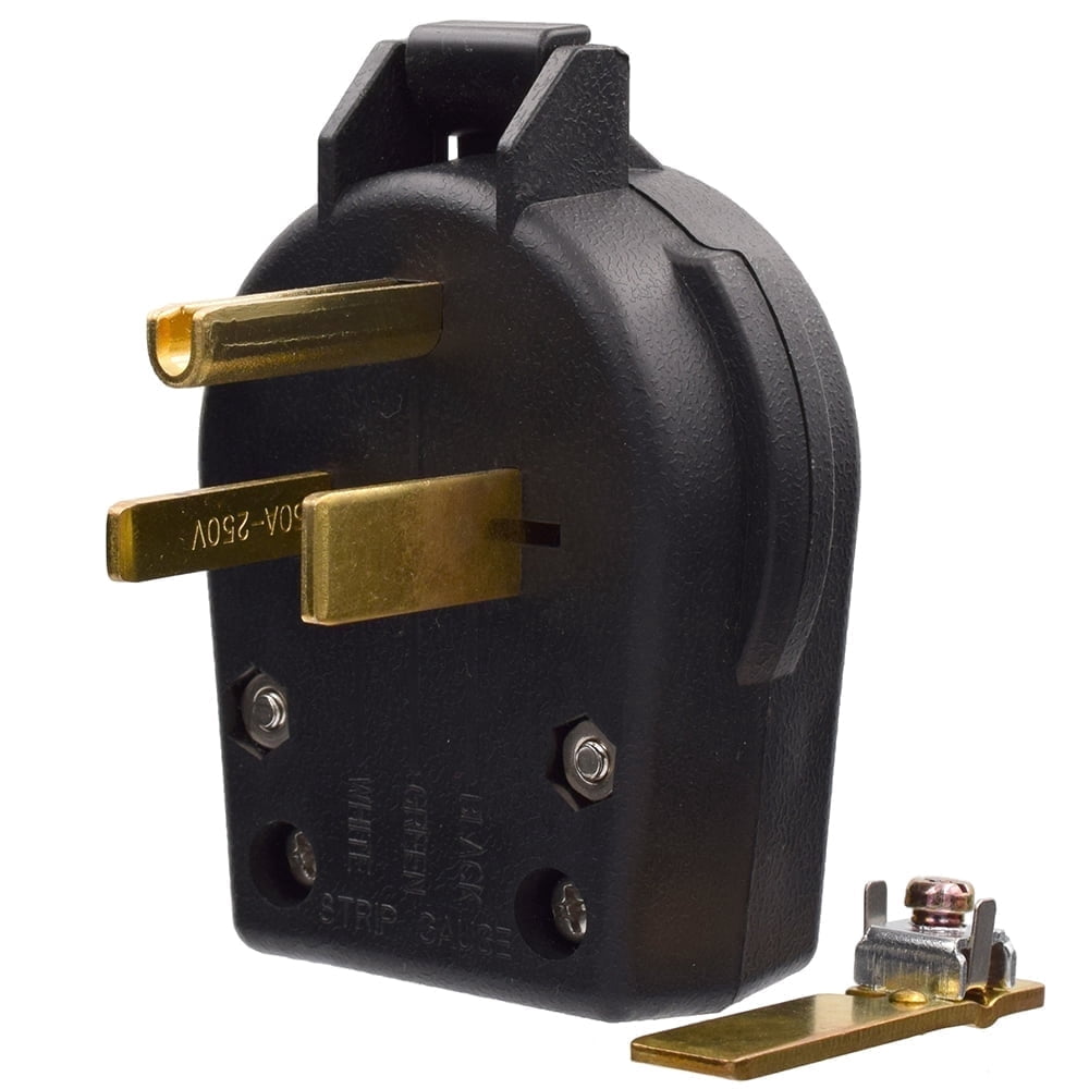 2-in-1 NEMA 6-30P & 6-50P Plug - 30/50 Amp 250V Angle Plug For Welders & Ranges - Black