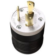 NEMA L5-30P Locking Plug, Generator Twist Lock Adapter Plug, 30 Amp 125V 2 Pole 3 Wire Grounding, Industrial Grade Heavy Duty, UL Listed (1 Pack, Black/White)