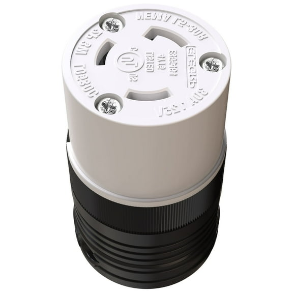 30 Amp 125V 2 Pole 3 Wire Grounding Locking Connector, Generator Twist Lock NEMA L5-30R Adapter Connector, Industrial Grade Heavy Duty, UL Listed (1 Pack, Black/White)