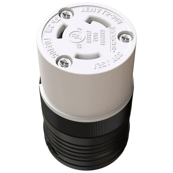 30 Amp 125V 2 Pole 3 Wire Grounding Locking Connector, Generator Twist Lock NEMA L5-30R Adapter Connector, Industrial Grade Heavy Duty, UL Listed (1 Pack, Black/White)