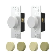 ELEGRP Push Button Rotary Dimmer Switch for Dimmable LED, CFL and Incandescent Bulbs, Single Pole/ 3-Way, White/Ivory/light Almond Knobs Included (2 Pack)