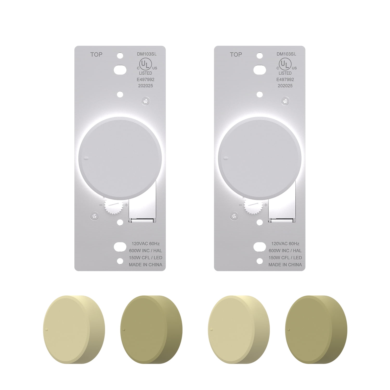 White and Ivory Rotary Dimmer Switch with Night Indicator Light