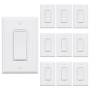 ELEGRP Single Pole Decorator Light Switch with Plate 15Amp, 120/277V, Paddle Rocker Switch Replacement, On/Off Switch, Self-Grounding, Residential Grade, w/Wall Plate, UL/CUL