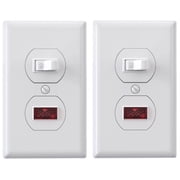 Single Pole Pilot Light Switch, Lighted Toggle Switch and Illuminated Light, 15A, 120V, in-Wall On/Off Switch, Self-Grounding, Wall Plate is Included, UL Listed, White, 2PC
