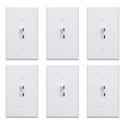 ELEGRP Slide Toggle Dimmer Switch,Single Pole & 3-Way Toggle LED Dimmer Light Switch, Wall Plate Included, UL Listed, White 6PC