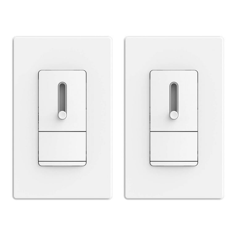 ELEGRP Slide Dimmer Switch Single Pole or 3 Way for LED CFL Incandescent Bulbs Full Control with Preset Rocker Paddle Wall Plate Included White