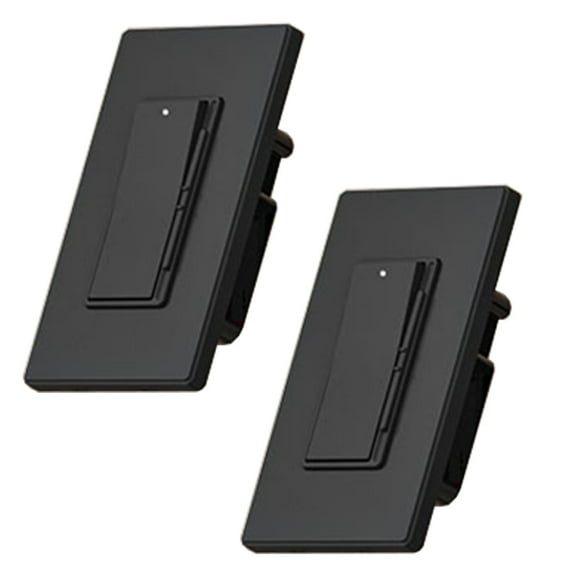 Slide Dimmer Switch, Single Pole or 3-Way, Rocker Paddle, Screwless Wall Plate Included (2 Pack,Black)