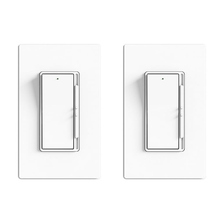 ELEGRP Slide Dimmer Switch Single Pole or 3 Way Screwless Wall Plate Included UL Listed 2 Pack White DM19 WH2