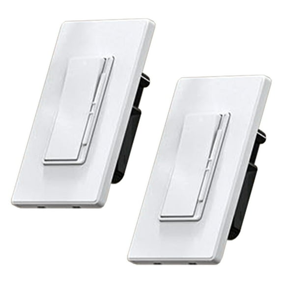 Slide Dimmer Switch, Single Pole or 3-Way,  Screwless Wall Plate Included, UL Listed (2 Pack, White)