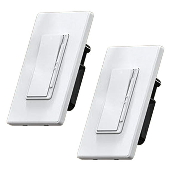 Slide Dimmer Switch, Single Pole or 3-Way, Screwless Wall Plate Included, UL Listed (2 Pack, White)